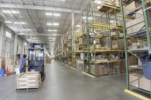 Medical supply warehouse aisle stocked with inventory