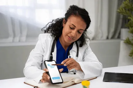 Clinician placing a supply order on a mobile device